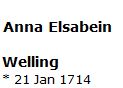 1714 Anna Elsabein Welling