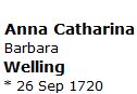 1720 Anna Catharina Barbara Welling